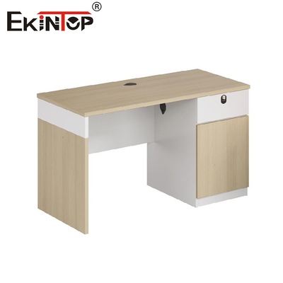 Walnut Office Desk Employee Table With Drawers Modern Style
