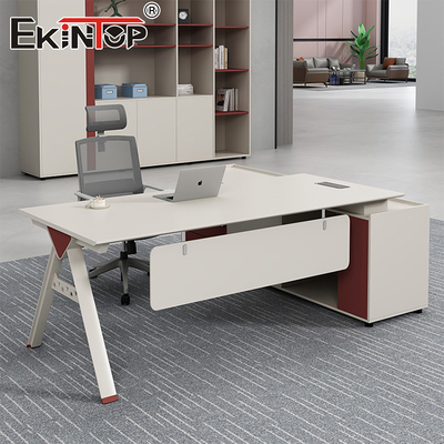 Minimalist Office Desk Acacia Wood Desk With Storage Cabinet And Metal Legs