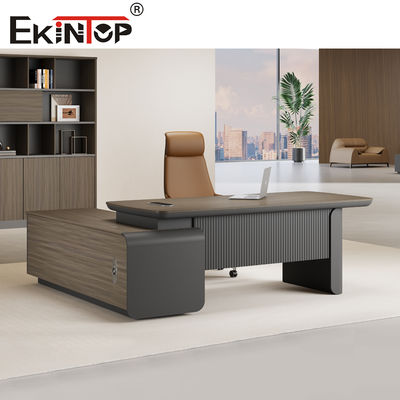 Ekintop Office Desk Furniture Work Black Solid Wood Office Table Desks for Business