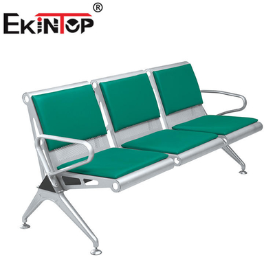 Green Airport Waiting Area Chairs , Steel 3 Seater Chair With Synthetic Leather