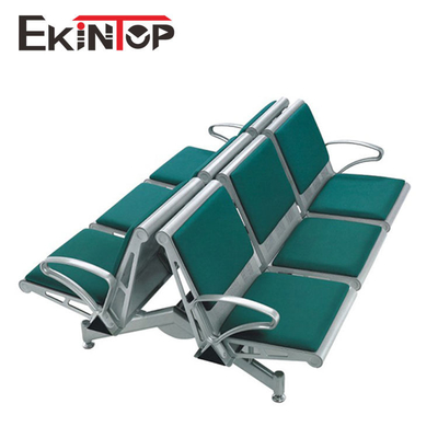 Green Airport Waiting Area Chairs , Steel 3 Seater Chair With Synthetic Leather