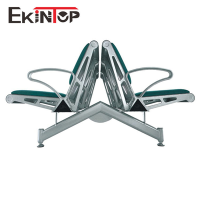 Green Airport Waiting Area Chairs , Steel 3 Seater Chair With Synthetic Leather