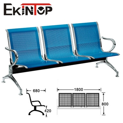 Stainless Metal Reception Chairs , 3 Seater Tandem Chair For Public Bank Hall