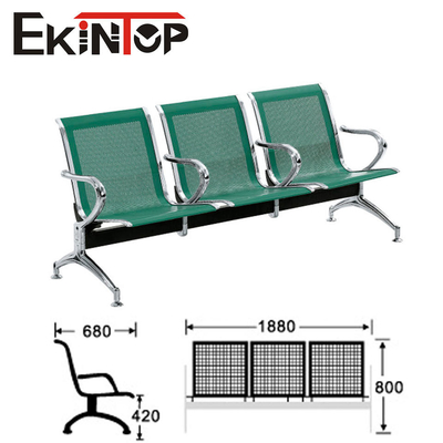 Green Stainless Steel 3 Seater Chair For Clinic Airport School