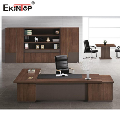 Brown Executive Wood Computer Desks For Home Office Modern Style OEM ODM