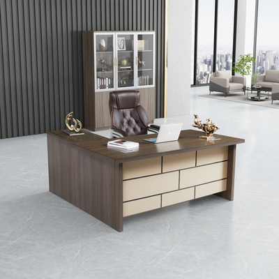 Brown wood Business Long Office Desk for Home Office Table OEM ODM