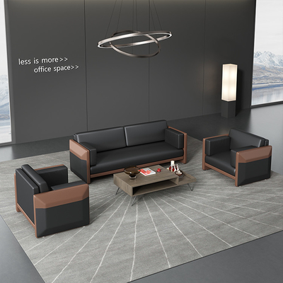 Black Leather Office Sofa Modular For Company Business Reception OEM ODM