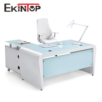 Executive Contemporary Glass Office Desk For Officeworks Computer OEM ODM