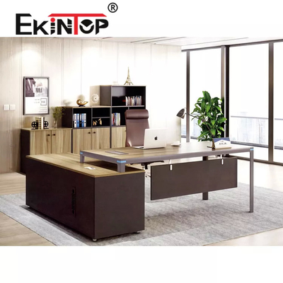 Executive Melamine Corner Desk , Modern Commercial Melamine Wood Table