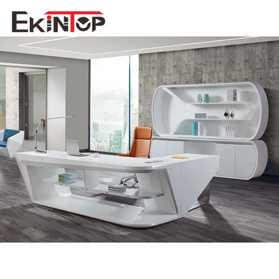 Officeworks Modern Glass Executive Desk MDF Glossy Surface SGS Certified