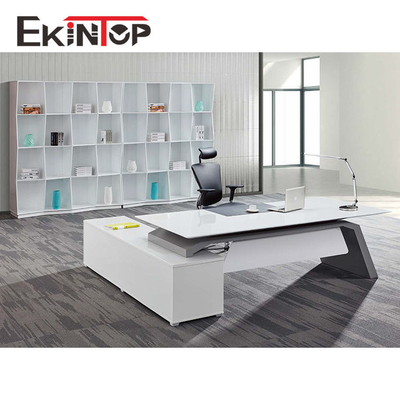 Curved White Executive Writing Desk , Office Furniture Executive Table OEM ODM