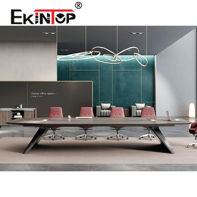 OEM Modern Office Conference Desk Modern Meeting Table Walnut Teak Color