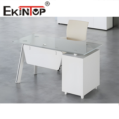 Ekintop L Shaped Office Computer Desk Modern Executive Glass Desk