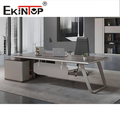 Study Modern Style Desk Gas Assisted Lift Mechanism With Bookcase