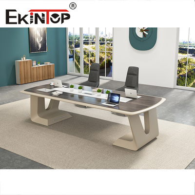 Custom Office Conference Table Waterproof Walnut / Teak Color