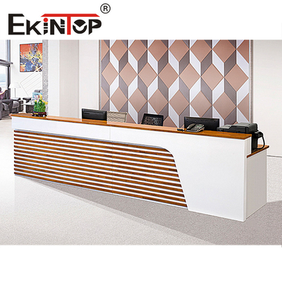 Minimalist Modular Reception Table Pine Wood Material For Officeworks