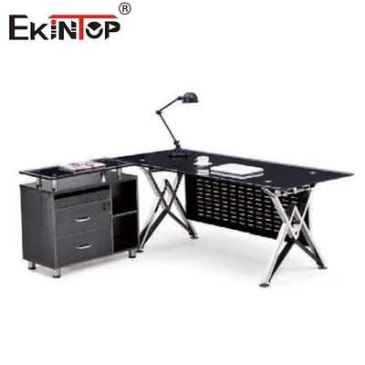 Metal Modern Office Furniture Tempered Glass Desk Customized for Work