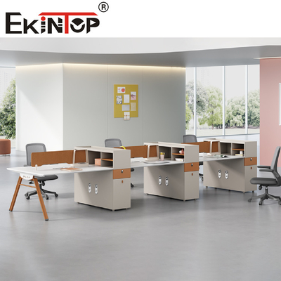 White Table Top Office Workstation For Staff  2-8 Person Steel Frame