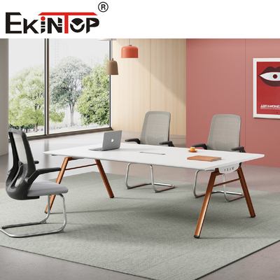 Convertible Rectangular Conference Table With Wood Steel Material  4 Legs