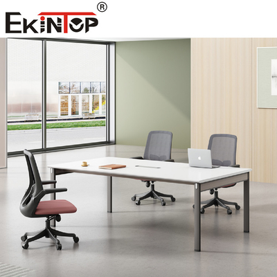 Convertible Rectangular Conference Table With Wood Steel Material  4 Legs