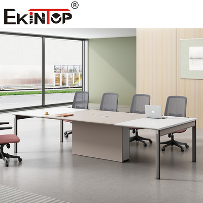 Convertible Rectangular Conference Table With Wood Steel Material  4 Legs