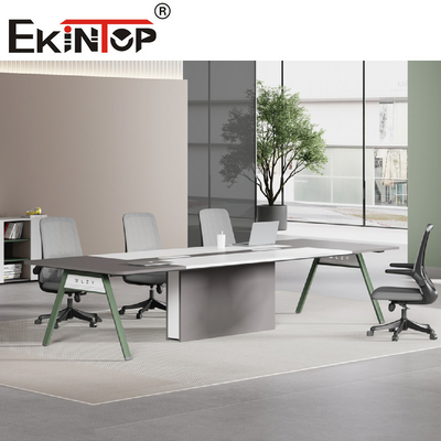 Convertible Rectangular Conference Table With Wood Steel Material  4 Legs