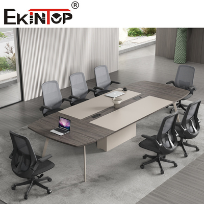 Rectangular Wood And Steel Conference Table Office Desk Furniture
