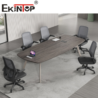 Rectangular Wood And Steel Conference Table Office Desk Furniture