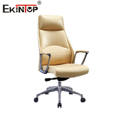 Ergonomic Blue Leather Executive Office Chair Height Adjuster