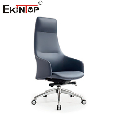 Ergonomic Blue Leather Executive Office Chair Height Adjuster
