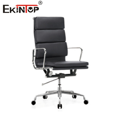 Black Metal And PU Leather Office Chair With Tilt Lock Seat Height 21 Inches