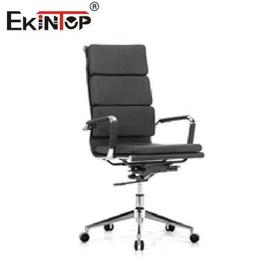 Black Metal And PU Leather Office Chair With Tilt Lock Seat Height 21 Inches