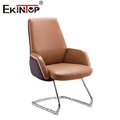 360 Swivel Brown Leather Office Chair Height Adjust For CEO Office Furniture