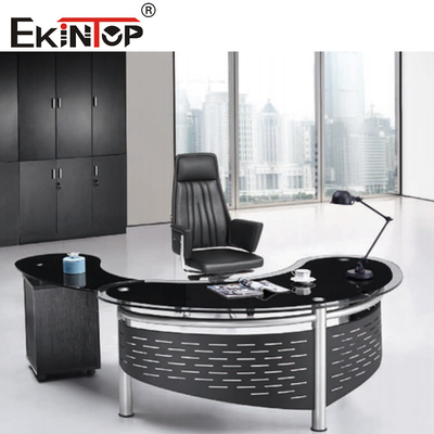 Modern Executive Glass Desk 4 Legs L Shaped Office Computer Desk For CEO