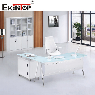 Blue White Modern L Shape Glass Tables For Home Office Furniture