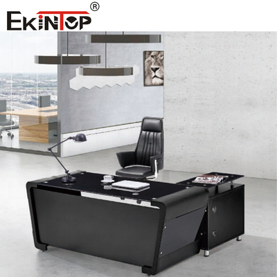8mm Desktop Thickness Modern Glass Desk With Steel Legs For Office Building