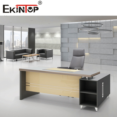 Clear Black Modern  L Shaped Office Glass Desk Home Desk Furniture