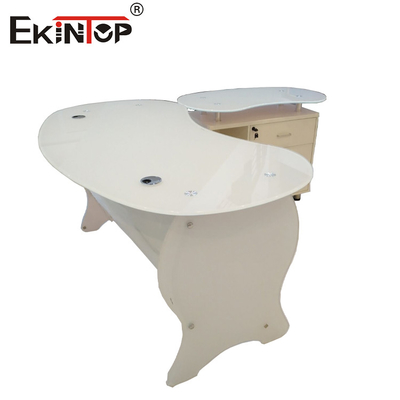 Thickened Tempered Glass Computer Desk Round Corner Black Color Full Mirror Feel