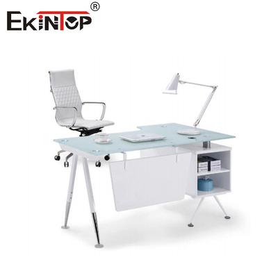 Modern White Glass Desk With Drawer Rectangle Computer Desk Home Furniture