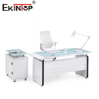 Modern White Glass Desk With Drawer Rectangle Computer Desk Home Furniture