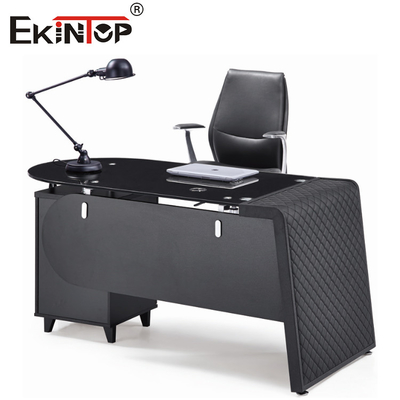 8mm Desktop Thickness Glass Office Table With Drawer Customized Size For Home Furniture