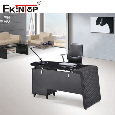 8mm Desktop Thickness Glass Office Table With Drawer Customized Size For Home Furniture