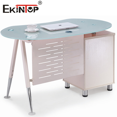 Luxury Small Glass Desk With storage cabinet Executive Office Desk Furniture