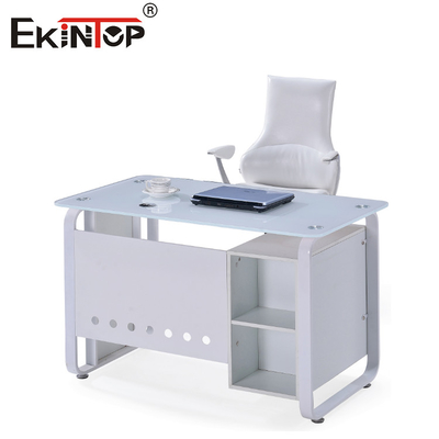 White Blue Glass Office Table With Drawer Executive Home Office Desk