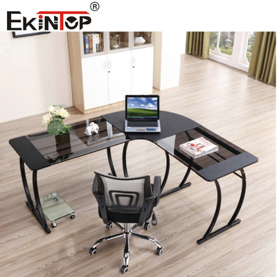 L Shaped Glass Desk Office Depot With Metal Legs Home Computer Table