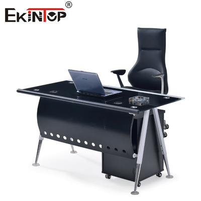 Custom Durable Computer Glass Desk With Drawers For Office Building