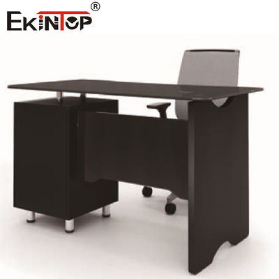 Commercial Black Glass L Shaped Desk With Drawers Modern Executive Office Furniture