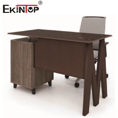 Middle Size Glass Top On Wood Table I Shaped Office Desk Furniture