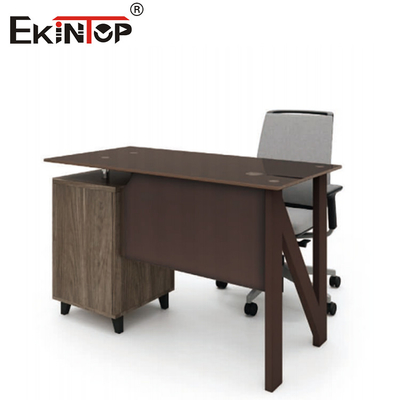 Brown Glass Top Computer Desk With Wood Metal Drawer Custom