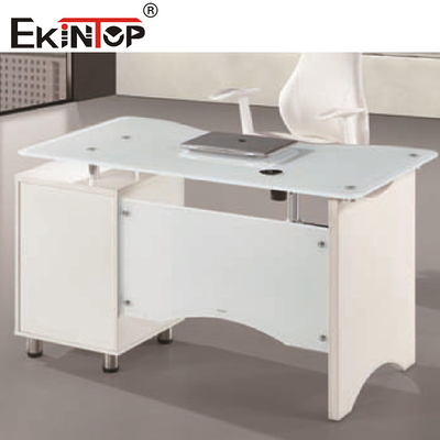 Metal Feet Glass Computer Desk Executive Glass Table Standard Customized